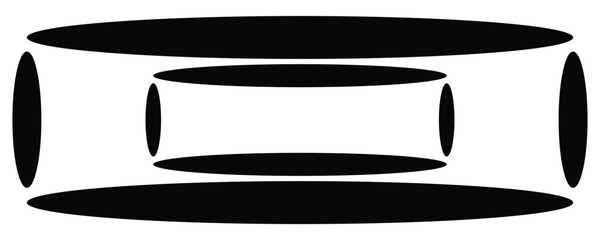 Black ellipses forming a tunnel effect abstract white