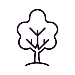 Fototapeta premium Simple outline of a tree in minimalist style on white background 