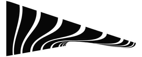 Black and white abstract curved lines forming a dynamic shape vector