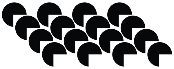 Black circular segments and white squares pattern abstract geometric