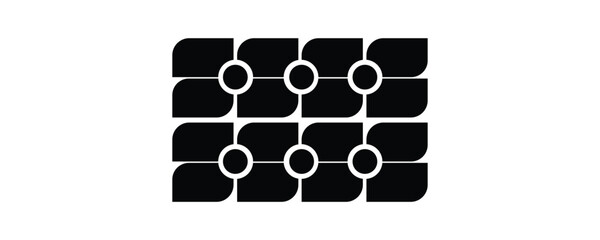 Black geometric pattern with white circles and lines abstract