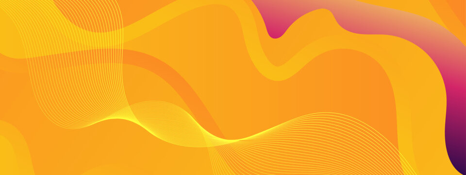 Yellow and orange abstract waves with thin lines suitable for backgrounds, banners, prints, and web designs needing vibrant patterns.