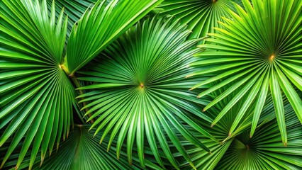 A cluster of palm leaves with intricate patterns and textures on a natural background