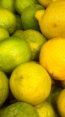 Fresh Lemons background. Healthy raw food at the food market