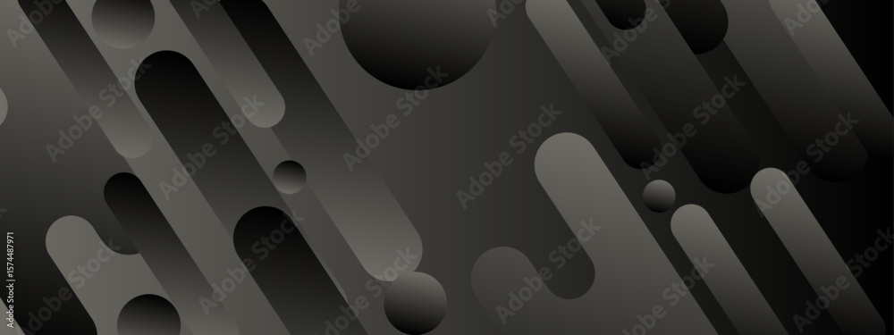 Wall mural abstract geometric pattern of black and gray rounded rectangles and circles. suitable for modern bac