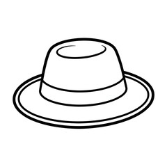 A black and white hat illustration line art of a coloring page 