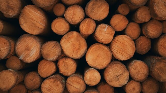 Stacked logs pattern with natural tones. Neural network AI generated