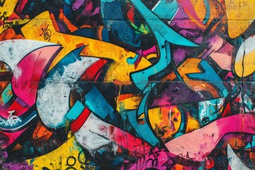 Vivid urban graffiti wall capturing street art energy. Neural network AI generated