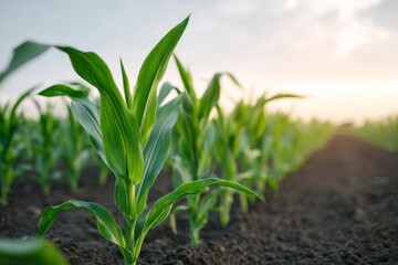 A fresh cornfield basks under the dawn sky, embodying Earth Day renewal and Lammas harvest traditions in verdant splendor