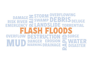 Flash Flood Emergency Word Cloud on a white background