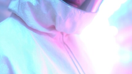 Alienesque luminescence shrouds a mysterious figure in neon, evoking Sci-Fi Day and World Space Week otherworldliness