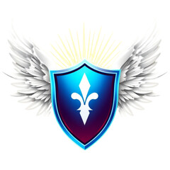 Fototapeta premium Shield with wings and light rays