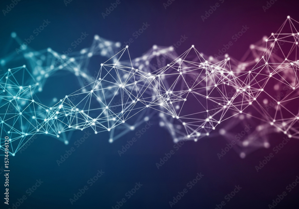 Poster abstract network connection - abstract of a network connection, showing interconnected nodes and lin