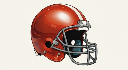 Fototapeta premium American Football Helmet Illustration - A vibrant illustration of an American football helmet, symbolizing sport, competition, strategy, strength, and teamwork