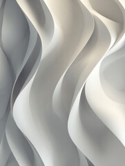 Abstract 3D white wave texture with smooth layered curves and fluid motion, minimalist seamless pattern, modern luxury design