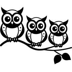  owls sitting on branch
