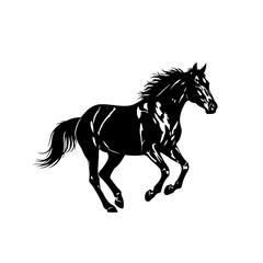 Fototapeta premium Galloping Horse: Black Silhouette of a Running Horse, Wild and Free