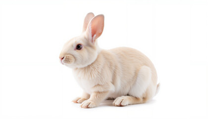 Obraz premium White rabbit sitting on white background 