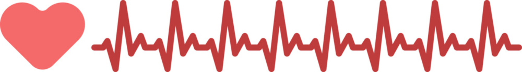 A red heart icon next to a rapid ECG line, illustrating fast heartbeat modulation. This graphic symbolizes tachycardia, arrhythmia, and cardiac rhythm monitoring.