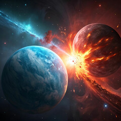 Two Massive Planets Collide Deep