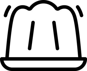 Obraz premium Vector icon of a wobbly jelly mold on a plate. A minimalist black and white illustration representing a classic sweet dessert or gelatin pudding