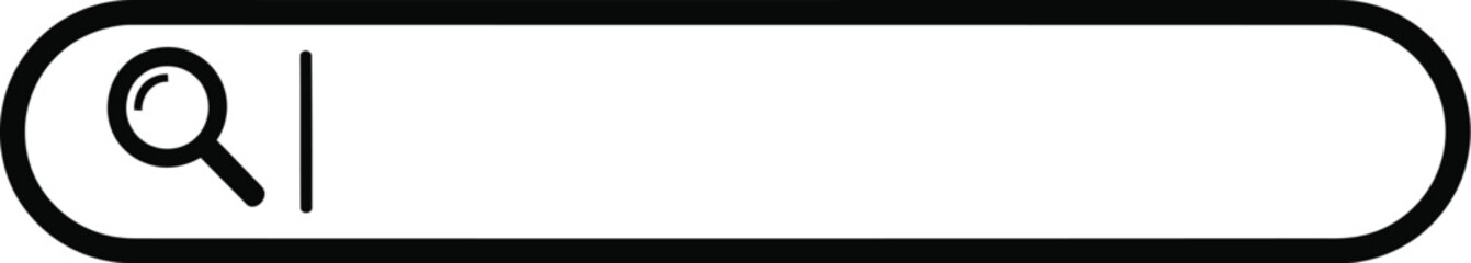 A sleek search bar illustration with a magnifying glass icon, perfect for web design, user interfaces, and emphasizing search functionality in digital platforms.