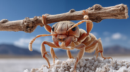3d illustration of an ant on the beach