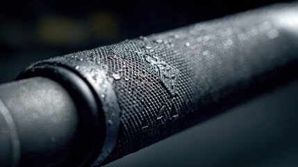 Close-up of a wet bike handlebar