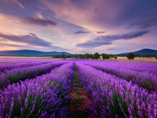 Obraz premium Lavender Field at Sunset
