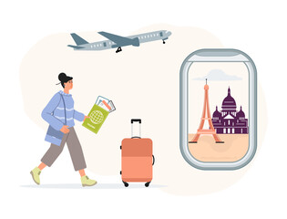 Tourism Travel Tourist Airplane Woman France Trip