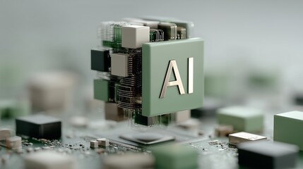 Futuristic Minimalist 3D Icons of Artificial Intelligence Concepts in Clean Vector Style and Soft Pastel Tech Colors, wallpaper, artificial intelligence wallpaper, background AI, AI Wallpaper