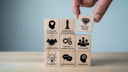 Building blocks representing key skills for success