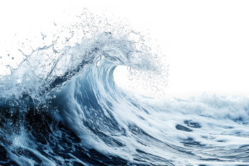 Dynamic ocean wave clipart png, sea water splash, powerful breaking wave stock image, aquatic element, oceanography resource, isolated on transparent background