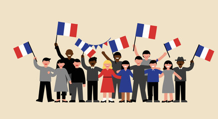 Crowd Celebrating French National Day