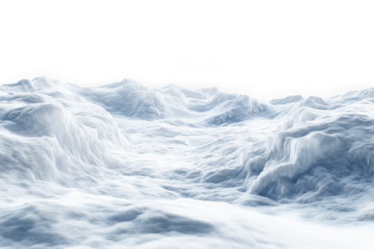 Icy snow mountain landscape texture background for winter designs and overlays, digital art, isolated on transparent background