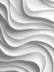 Abstract 3D white wave texture with smooth layered curves and fluid motion, minimalist seamless pattern, modern luxury design