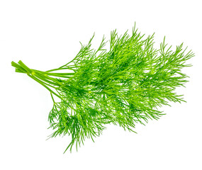 Fresh green dill herb isolated on white background, perfect for cooking, seasoning, or garnish in a...