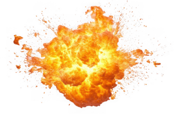 Fiery explosion effect png, fireball blast, burning flames, orange burst, hot inferno, detonation, energy isolated on transparent background