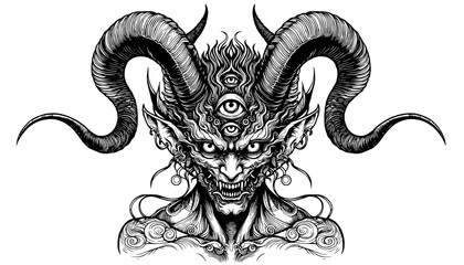 incubus isolated on white, devil illustration