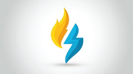 Obraz premium Energy Synergy Logo: Abstract logo design featuring a stylized combination of fire and lightning bolt, symbolizing energy, power, and innovation.