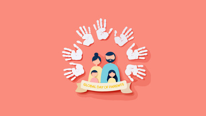 Obraz premium Vector art of celebrate global day of parents with love and family support