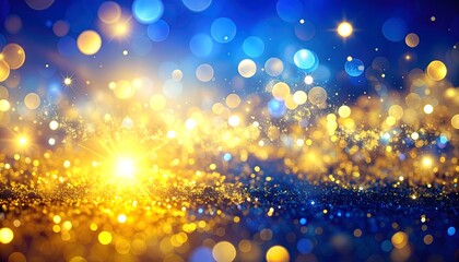 Sparkling golden and blue bokeh background high resolution photo
