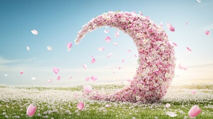 Dreamy Moon Made of Flowers in Pastel Colors