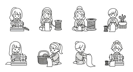 Sewing Circle: A Collection of Line Art Characters