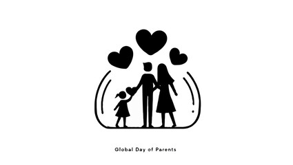 Vector art of a global day of parents illustration with family and hearts