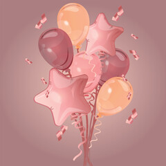 vector illustration of ballons, design for posters, reeting cards, social media