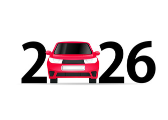 happy new year 2026. 2026 with car 