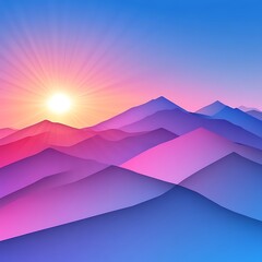 Colorful mountain range at sunrise.