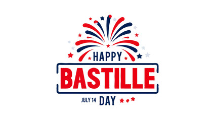 Vector art of a graphic celebrates happy bastille day with fireworks