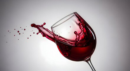 Red wine splash in glass
